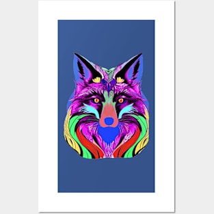 COLOURFUL FOX HEAD Posters and Art